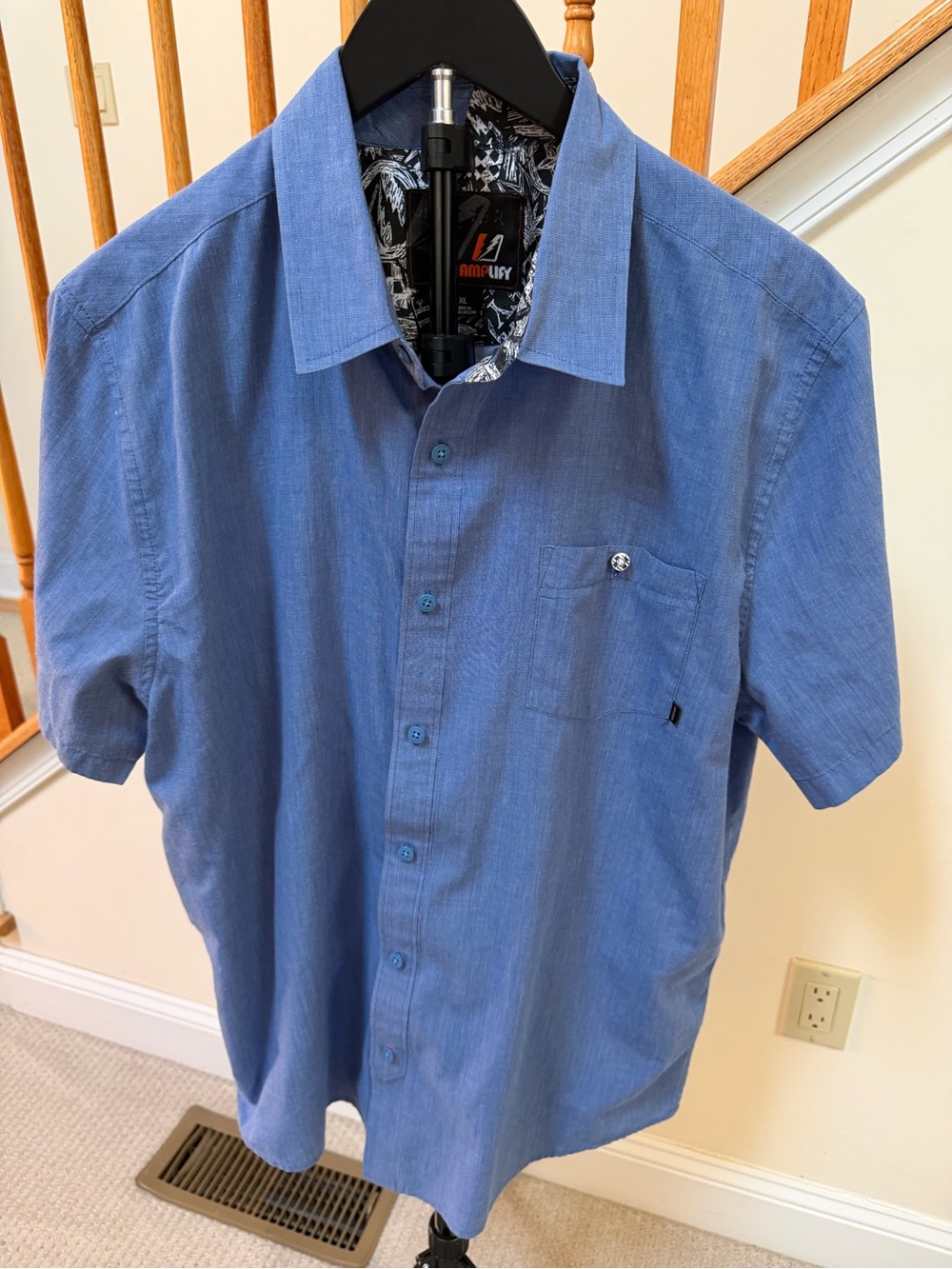 Amplify Short-Sleeve Button-Down Shirt — Blue